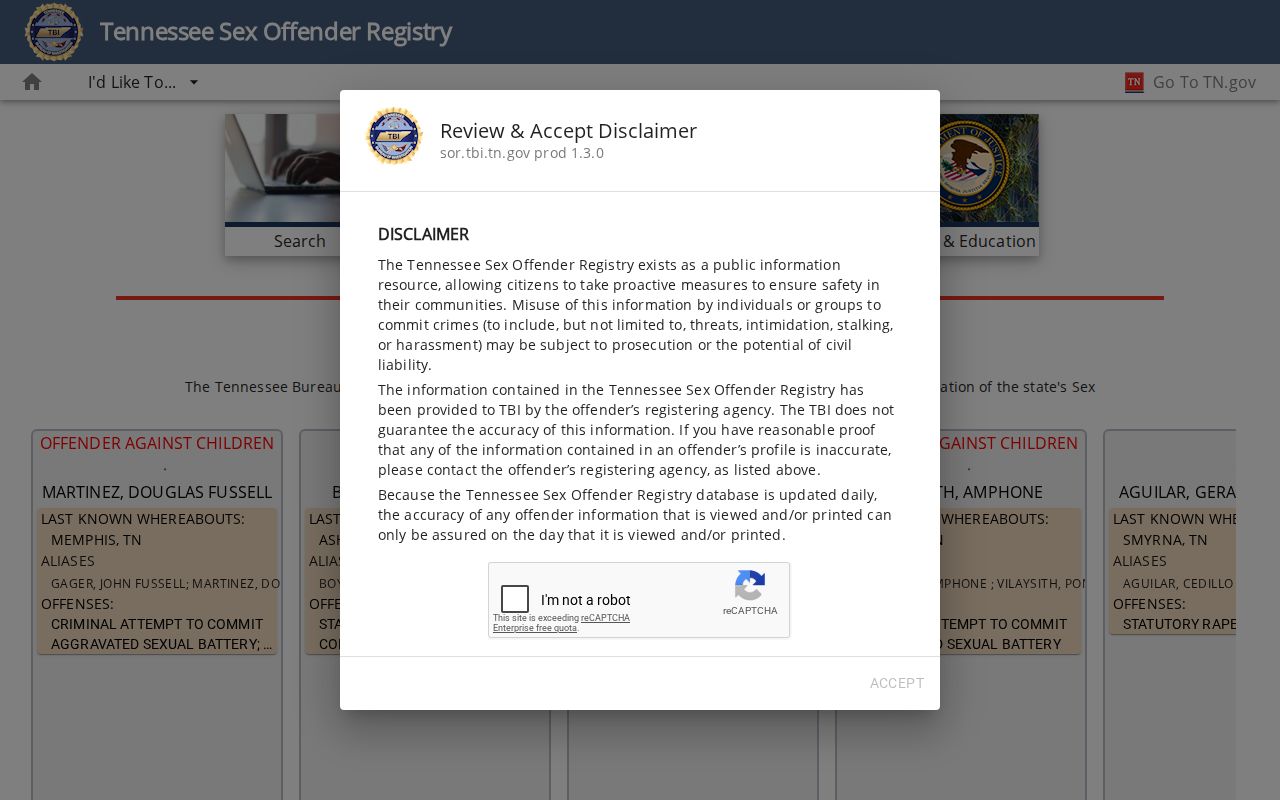Roane County sex offender registry name and geographic search screen