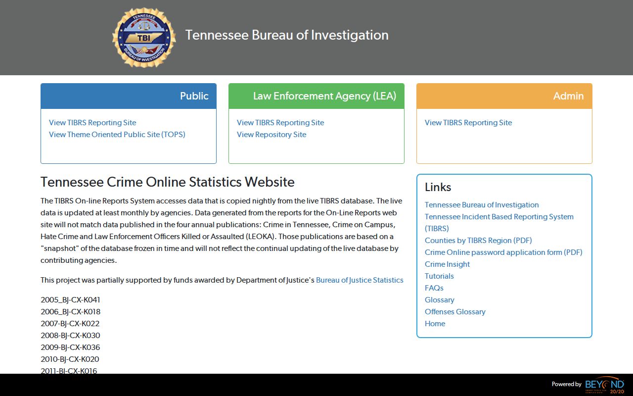 Roane County criminal record context in the Tennessee CrimeInsight portal