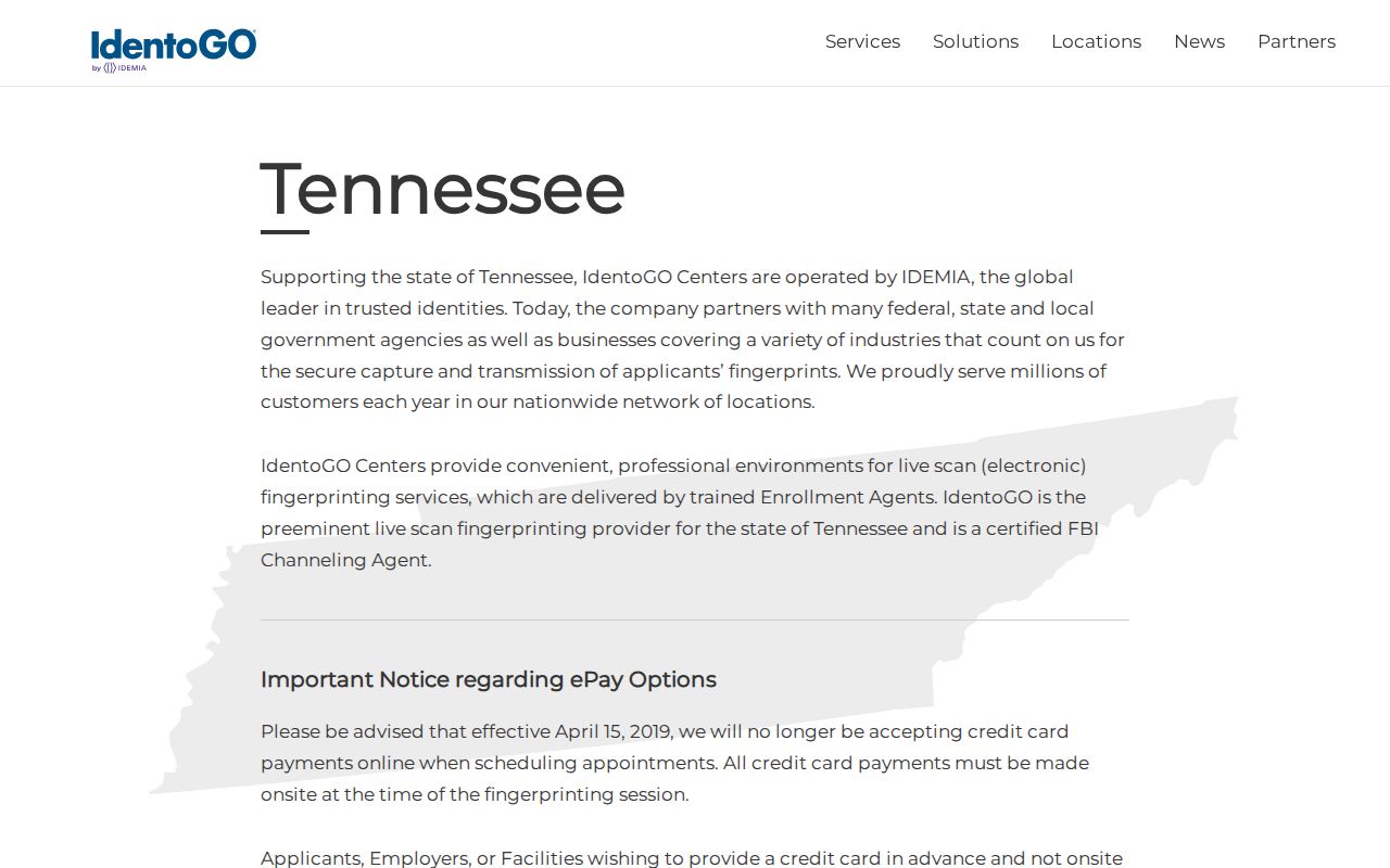 Roane County fingerprint criminal record appointment search through IdentoGO Tennessee