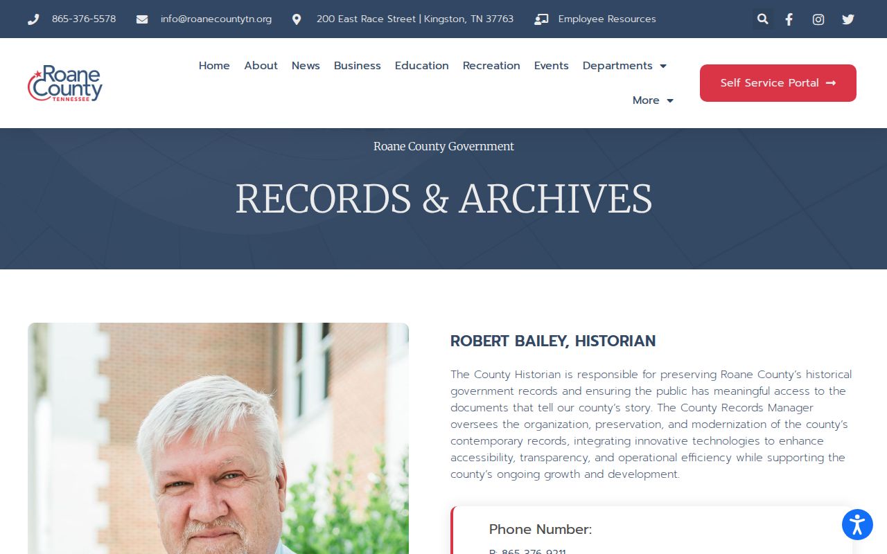 Roane County criminal records and archives department access page